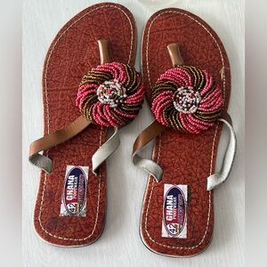 Handmade Beaded Brown Sandals